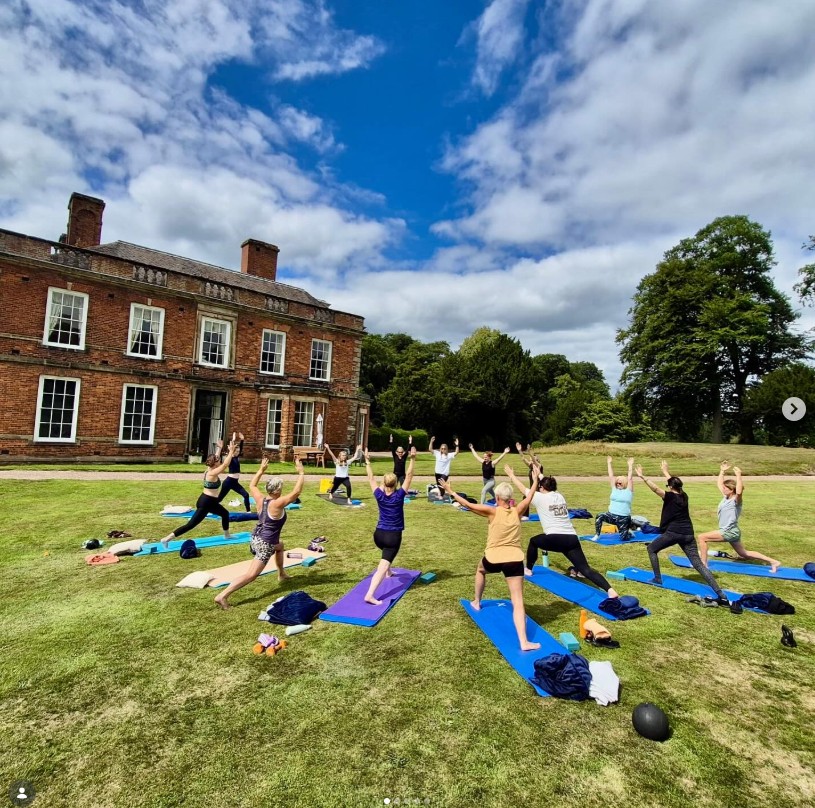 Outdoor yoga at Whitmore Hall